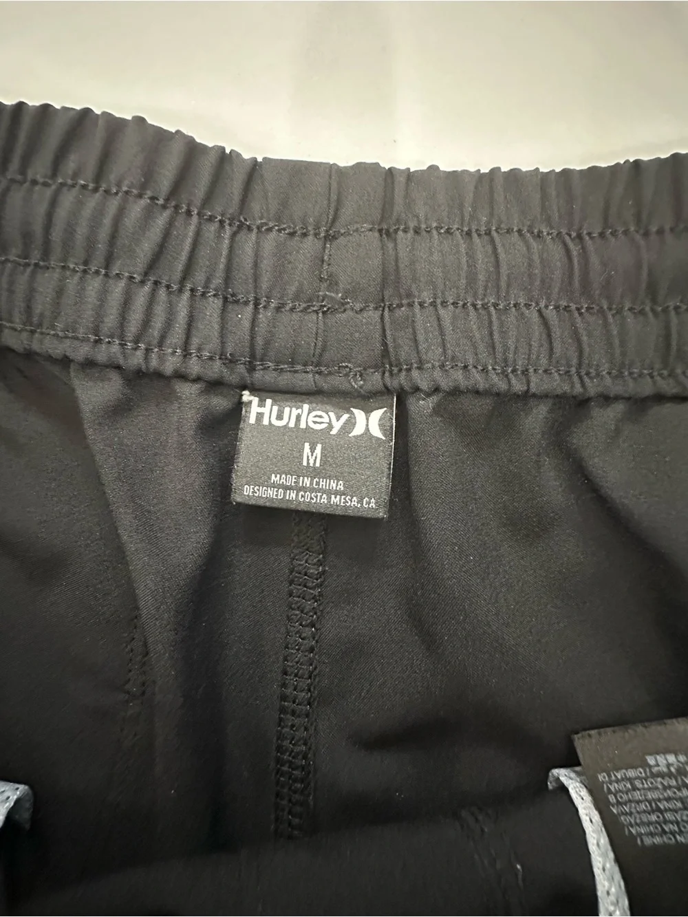 Hurley Men's Black Elastic Waist Swim Trunks